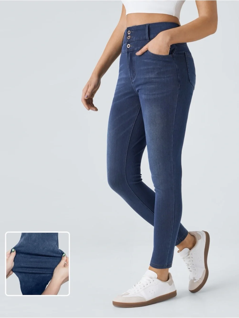 Halara‎ Flex™ High Waisted Zipper Pockets Casual Skinny Jeans Size Large Regular